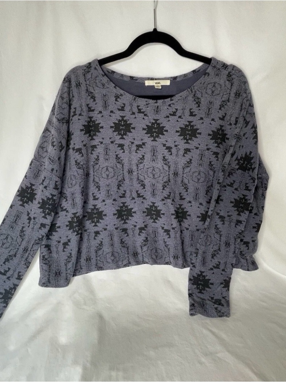 Vans Gray Cropped Aztec Print Sweatshirt